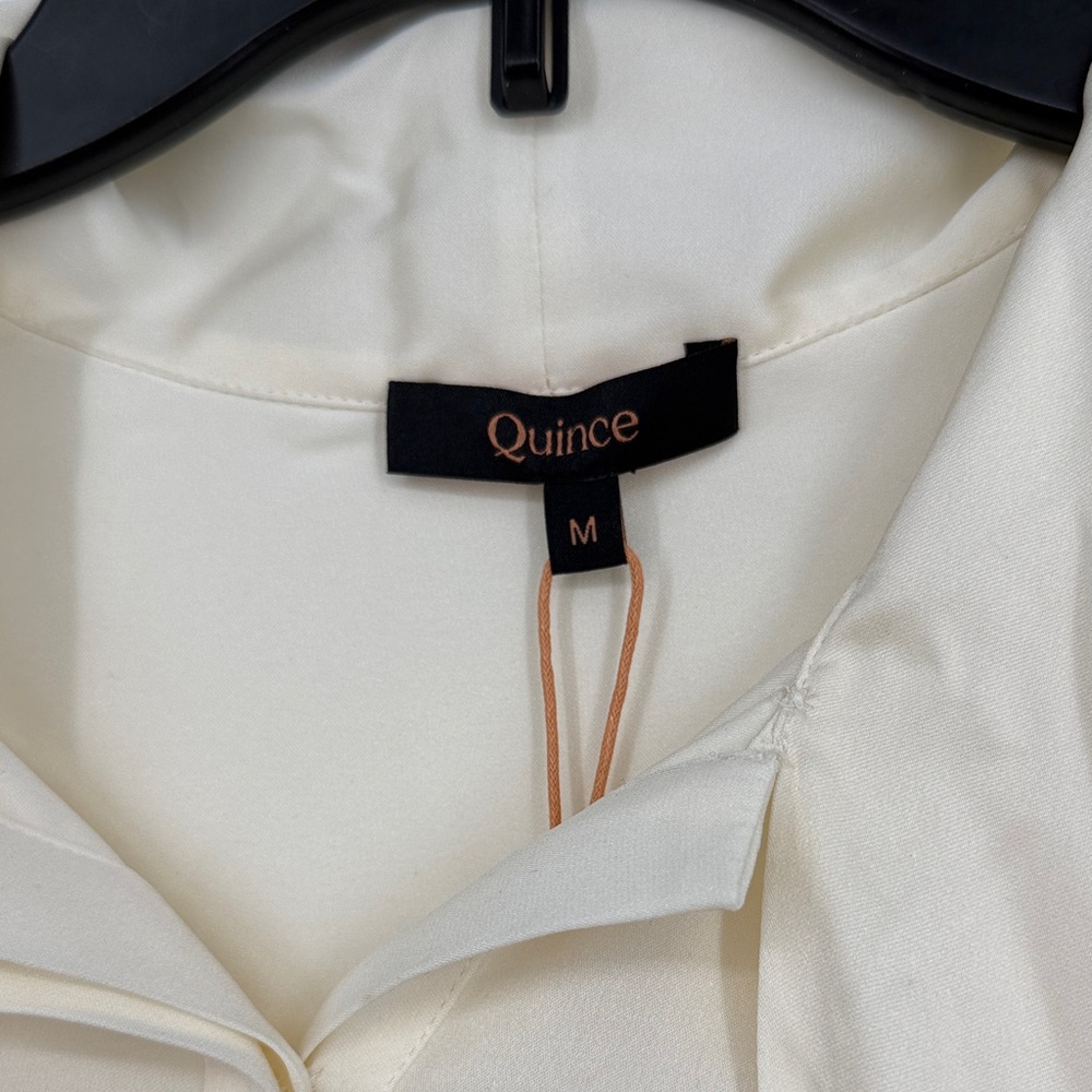 Quince Cream Tie-Neck Long Sleeve Blouse - Picture 2 of 8